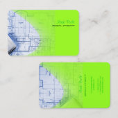 PixDezinesトレンディーアーキテクトエレクトリックグリーン 名刺 (正面/裏面)