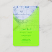 PixDezinesトレンディーアーキテクトエレクトリックグリーン 名刺 (裏面)