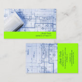 PixDezinesトレンディーアーキテクト/DIYカラー/ネオン緑 名刺 (正面/裏面)