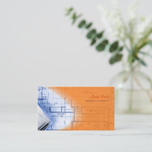 PixDezinesトレンディーアーキテクトElectric Orange 名刺 (スタンド正面)