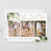 PixDezinesトロピカルジャングルフェイク金ゴールド書道 セーブザデート (正面)