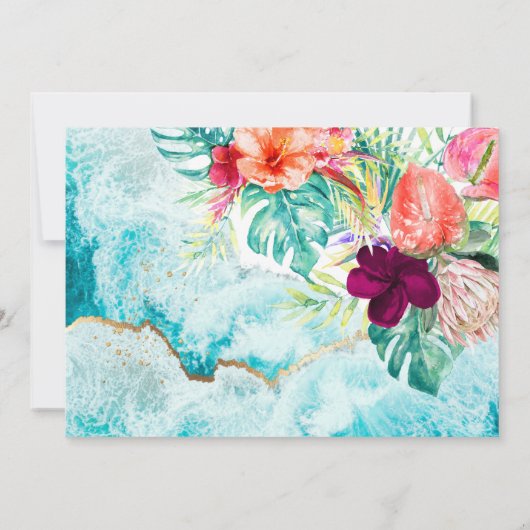 PixDezinesトロピカルパラダイスビーチ救日付 招待状 (裏面)