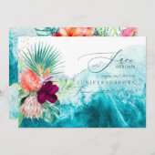 PixDezinesトロピカルパラダイスビーチ救日付 招待状 (正面/裏面)