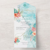 PixDezinesトロピカルパラダイスビーチ花葉 オールインワン招待状 (内側)