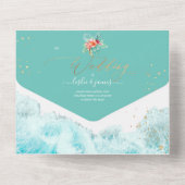 PixDezinesトロピカルパラダイスビーチ花葉 オールインワン招待状 (裏面)