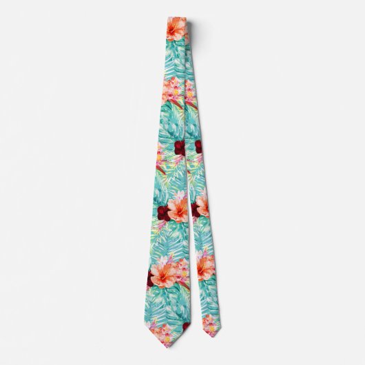 PixDezinesトロピカルパラダイスフローラの葉 ネクタイ (正面)