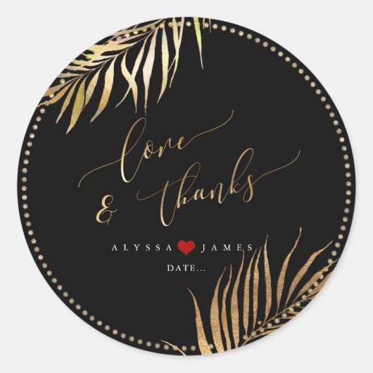 PixDezinesトロピカルパームフェイク金ゴールド ラウンドシール (正面)