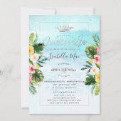PixDezinesトロピカルフラワーズ+ビーチキンセアニェラ 招待状 (正面)