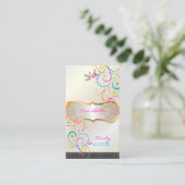 PixDezinesトンボが虹が渦巻く 名刺 (スタンド正面)