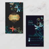 PixDezinesトンボの蝶が虹が渦巻く 名刺 (正面/裏面)