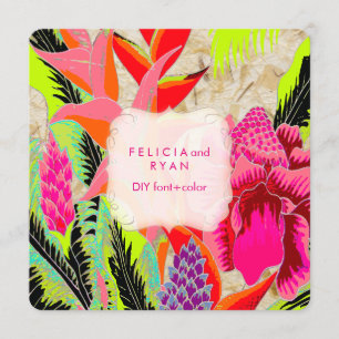 PixDezinesトーチジンジャー/ヘリコニア/ルアウ（ハワイ式宴会）結婚ズ 招待状