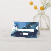 PixDezinesネイビーブルーウォーターカラーバー(ユダヤ教の)バル・ミツバー プレイスカード (正面)