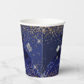 PixDezinesネイビーブルー金ゴールドグリッターQuinceDress 紙コップ (右)