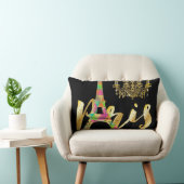 PixDezinesネオンエッフェルタワー/フェイク金ゴールド ランバークッション (椅子)