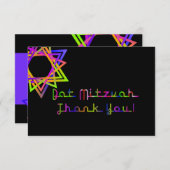 PixDezinesネオンスターズ(ユダヤ教の)バル・ミツバーサンキュー サンキューカード (正面/裏面)