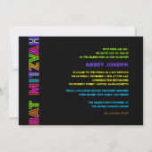 PixDezinesネオンライトバルミツワー 招待状 (裏面)