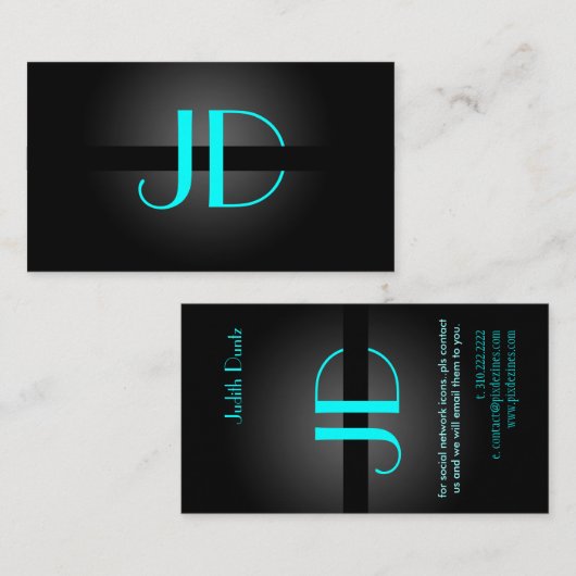 PixDezinesネオンラクールイトのモノグラム/DIYカラー 名刺 (正面/裏面)