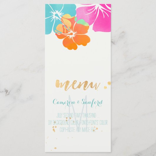 PixDezinesハイビスカスメニュー/ピンク/ブルー/オレンジ メニュー (正面)