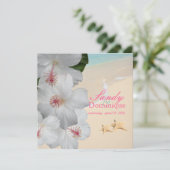 PixDezinesハイビスカスレイ/ビーチ/熱結婚帯 招待状 (スタンド正面)