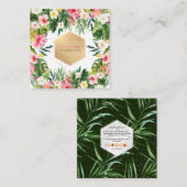 PixDezinesハイビスカス熱帯ジャングル スクエア名刺 (正面/裏面)