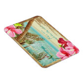 PixDezinesハイビスカス/ヴィンテージビーチ救/日付 マグネット (右側)