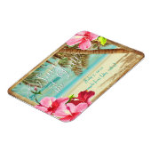 PixDezinesハイビスカス/ヴィンテージビーチ救/日付 マグネット (左側)