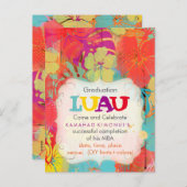 PixDezinesハイビスカス/卒業/ルアウ(ハワイ式宴会)/DIYevent インビテーションポストカード (正面/裏面)