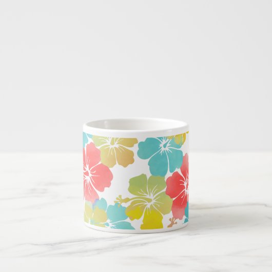 PixDezinesハイビスカス/DIY背景色 エスプレッソカップ (正面)