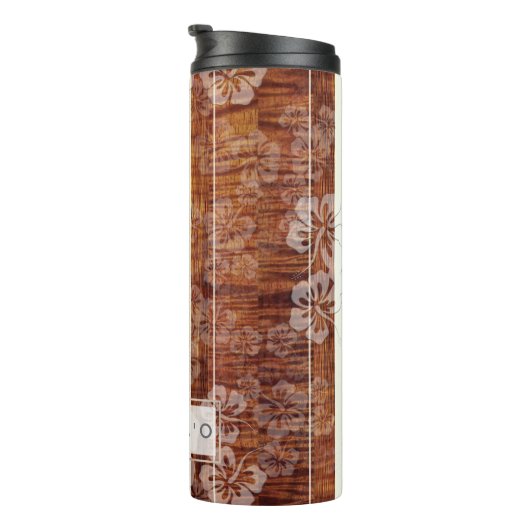 PixDezinesハイビスカスKoaウッドフェイクロングボード タンブラー (回転右)