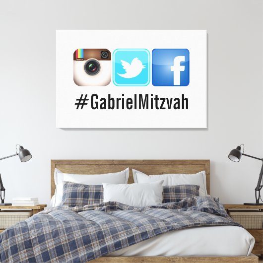 PixDezinesハッシュタグパーティー写真サイン キャンバスプリント (インサイチュ (寝室))