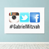 PixDezinesハッシュタグパーティー写真サイン キャンバスプリント (インサイチュ (ウッドフロア))