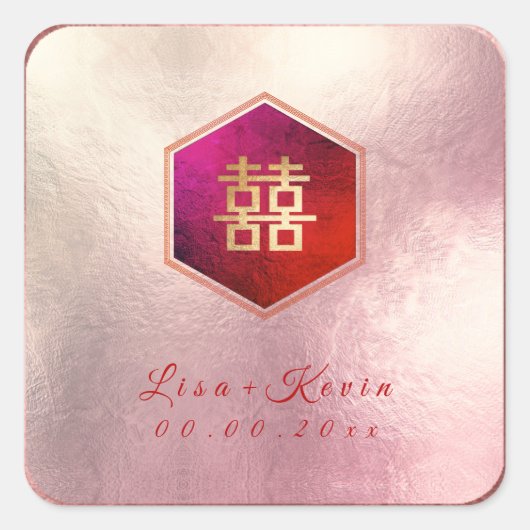 PixDezinesハニカムダブルハピネスグラデーションバラ スクエアシール (正面)