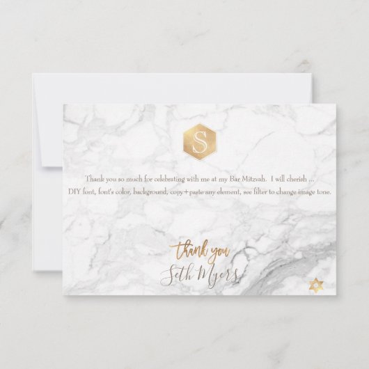 PixDezinesハニカムバー（ユダヤ教の）バル・ミツバーありがとうございま✡した 出欠カード (裏面)