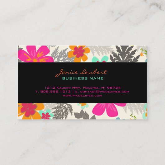 PixDezinesハワイアンのジャングル/カスタムの背景色 名刺 (裏面)