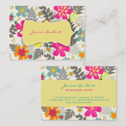 PixDezinesハワイアンのジャングル/DIY背景色 名刺 (正面/裏面)