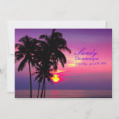 PixDezinesハワイアンサンセットトロピカ結婚ルズ 招待状 (正面)