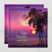 PixDezinesハワイアンサンセットビーチ/ルアウ（ハワイ式宴会） 招待状 (正面/裏面)