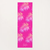 PixDezinesハワイアンジャングルピンクグリーンの葉 ヨガマット (裏面)