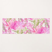 PixDezinesハワイアンジャングルピンクグリーンの葉 ヨガマット (正面(横))