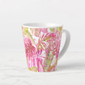 PixDezinesハワイアンジャングルピンクグリーン葉 カフェラテマグ (右アングル)