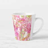 PixDezinesハワイアンジャングルピンクグリーン葉 カフェラテマグ (右)