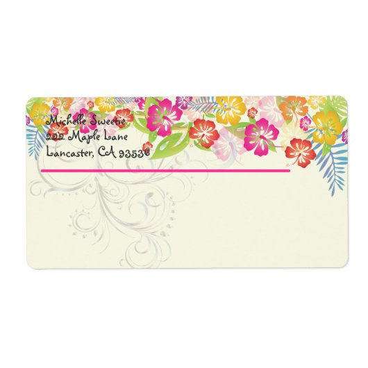 PixDezinesハワイアンハイビスカス/DIYカラー ラベル (正面)