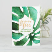 PixDezinesハワイアンモンステラ/DIY背景色 招待状 (スタンド正面)