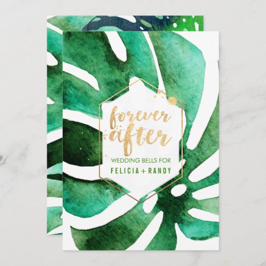 PixDezinesハワイアンモンステラ/DIY背景色 招待状 (正面/裏面)