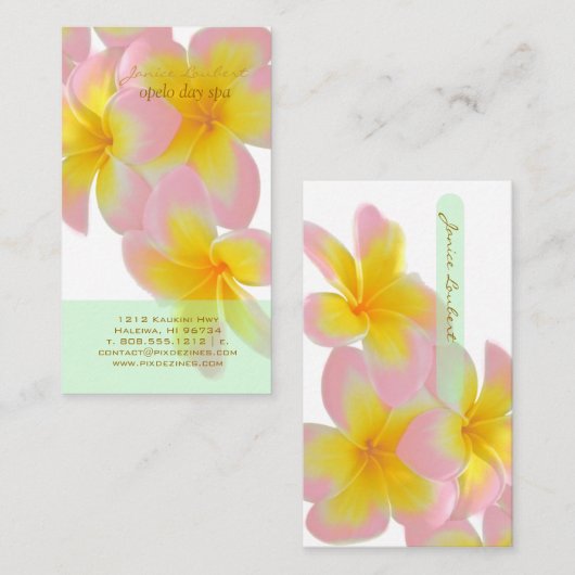 PixDezinesハワイピンクプルメリア/DIYカラー 名刺 (正面/裏面)