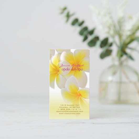 PixDezinesハワイプルメリア 名刺 (スタンド正面)