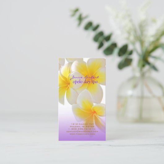 PixDezinesハワイプルメリア 名刺 (スタンド正面)