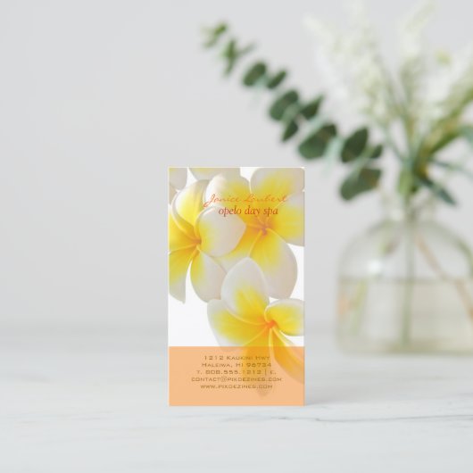 PixDezinesハワイプルメリア 名刺 (スタンド正面)