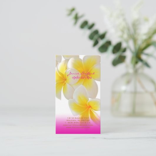 PixDezinesハワイプルメリア 名刺 (スタンド正面)