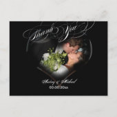 PixDezinesハートフォトフレーム/黒/ありがとう ポストカード (正面)